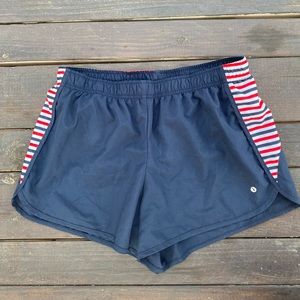 Red white and blue racing shorts